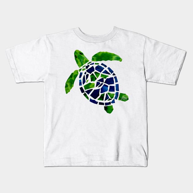 Turtle Mosaic Cutout Kids T-Shirt by janmarvin